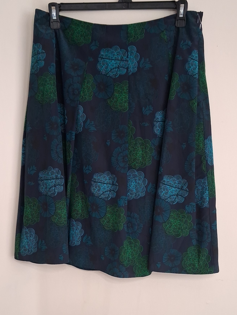 Liz Claiborne Navy A-Line Skirt with Blue & Green Floral Print